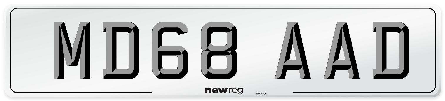 MD68 AAD Number Plate from New Reg
